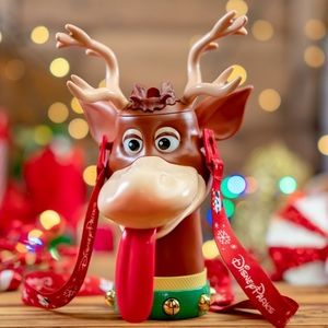 Disney Parks Christmas Parade Reindeer Sipper Cup With Jingle Bells NEW.